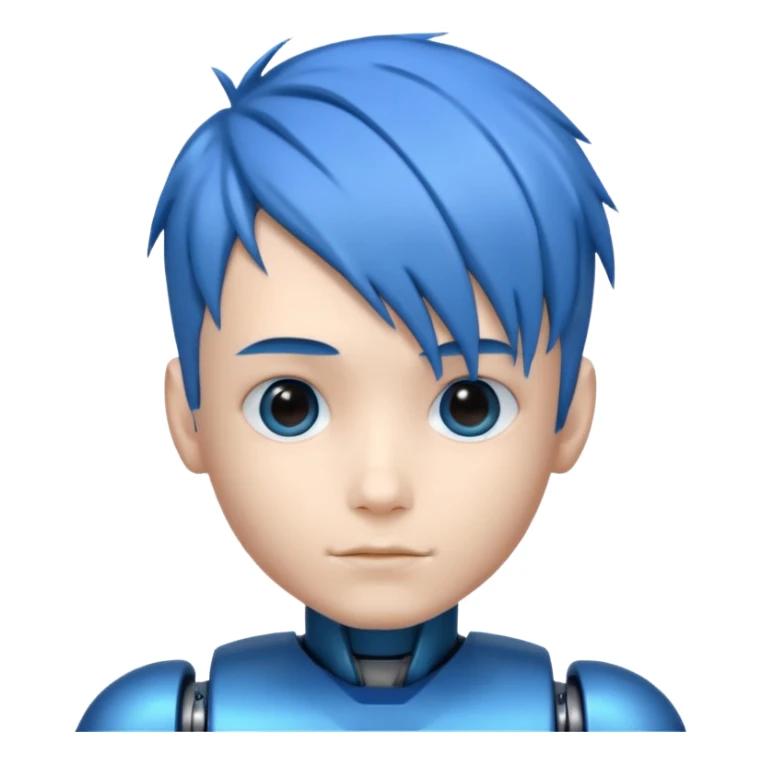A robot boy with blue hair sticker