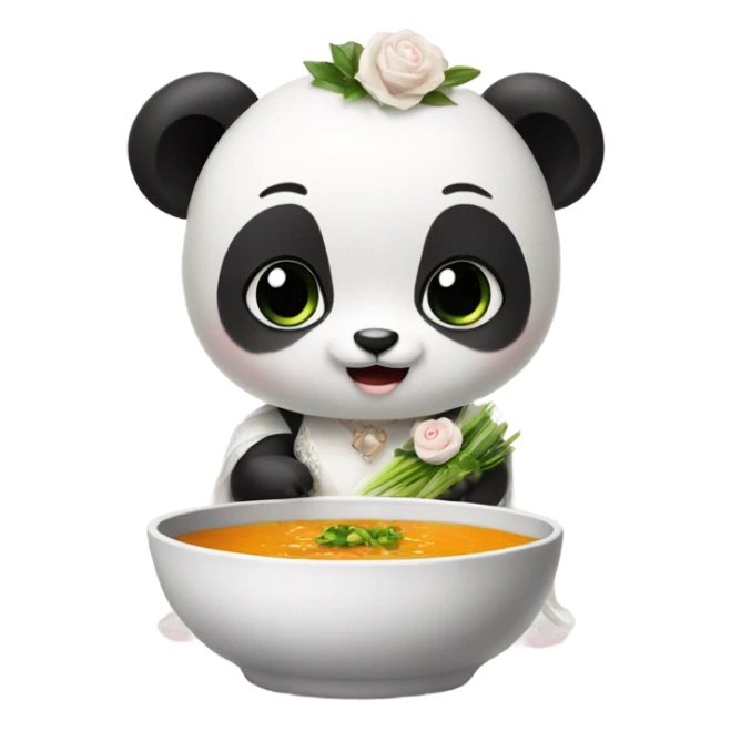 Baby panda bride marrying bowl of soup sticker