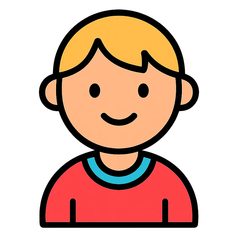 child, lineal color icon with black outlines, simple and modern sticker