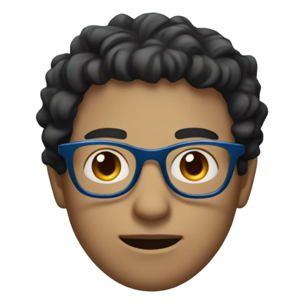 light guy with wavy short black hair and round blue glasses sticker