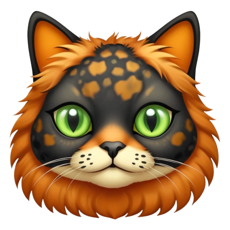 Black and orange tortoise cat with light green eyes sticker