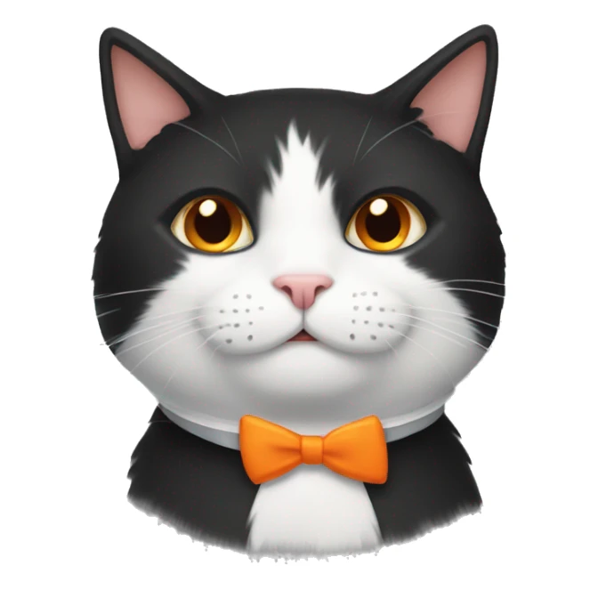 Tuxedo cat with orange bow collar sticker