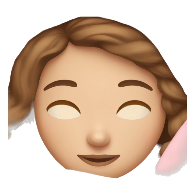 White girl brown  hair sleeping with pink blanket sticker