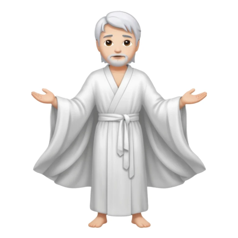 fullbody silverhair god, white robe sticker
