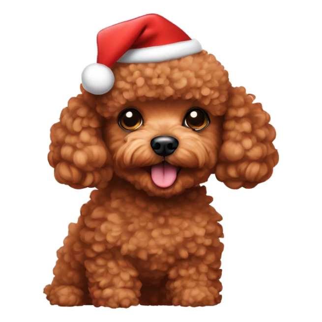 red toy poodle wearing a santa hat sticker