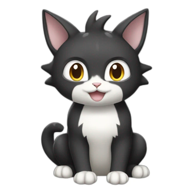 Sitting-Black-and-White-face-cat-dragon-type-pokemon sticker