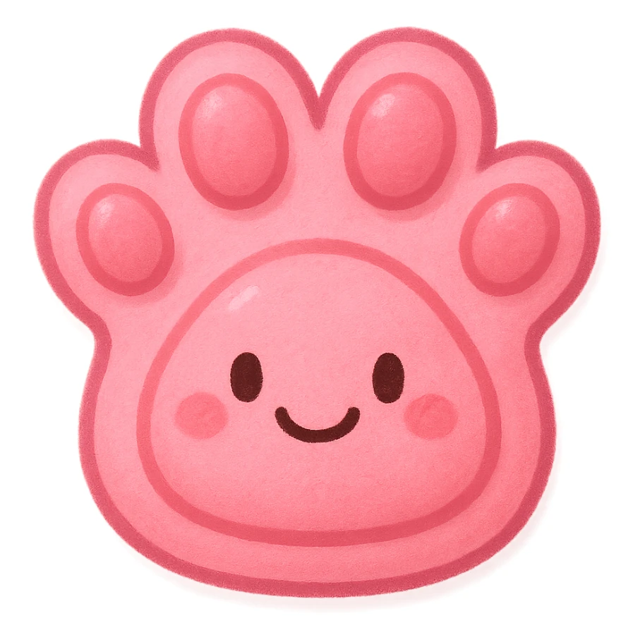 a cute and friendly pink paw print emoji sticker