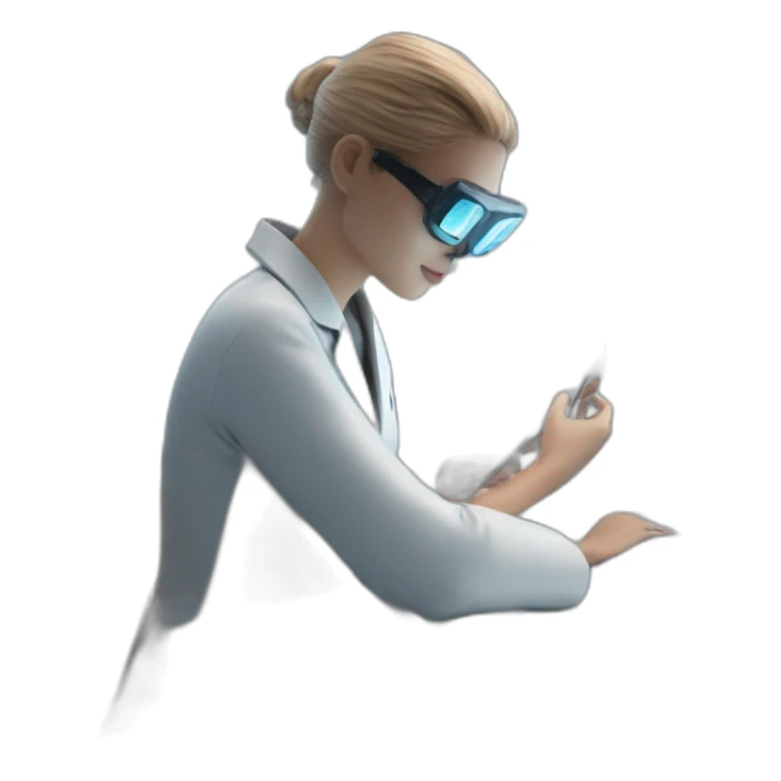 Futuristic-Biomedical-Engineer-studying-hologram-3d-model-of-breast sticker