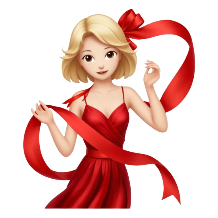 graceful female figure in motion with a ribbon sticker