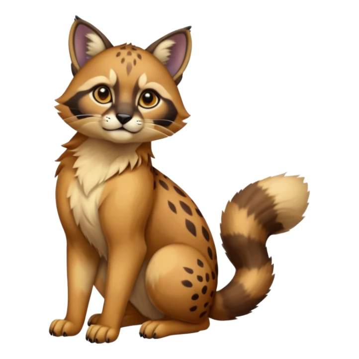 exotic shiny sparkly colorful cool realistic cute beautiful dark gloomy ghostly spooky greyish blackish green cyan toned colored fantasy-Cacomistle-tanuki-oncilla-caracal-bobcat-cheetah-animal-hybrid (full body) sticker