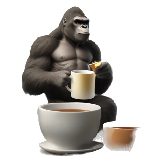 king kong drinking tea  on top of empire state building sticker