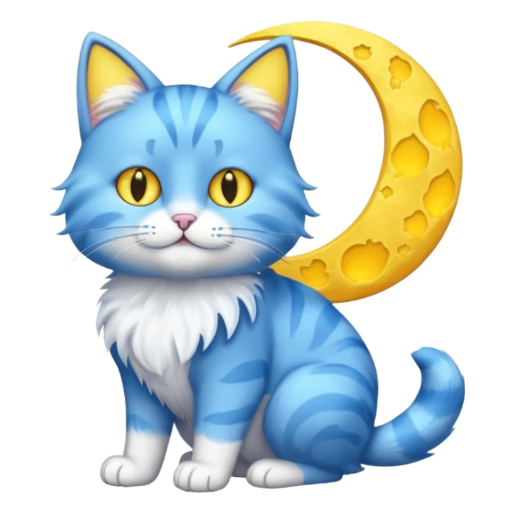 Blue cat holding a moon in it’s paws 🌙🐱 sticker