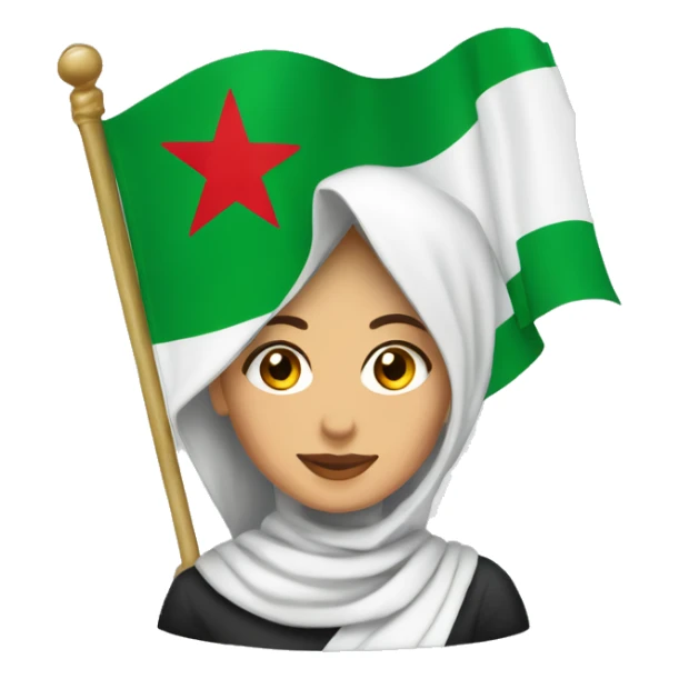 Une femme voilée tenant un drapeau d’Algérie  sticker