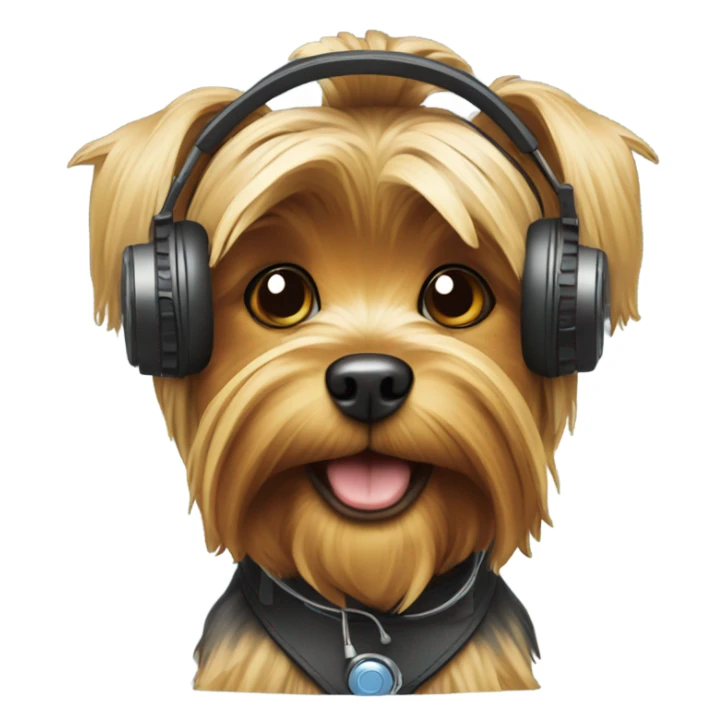 toy yorkie dog with gaming headset  sticker