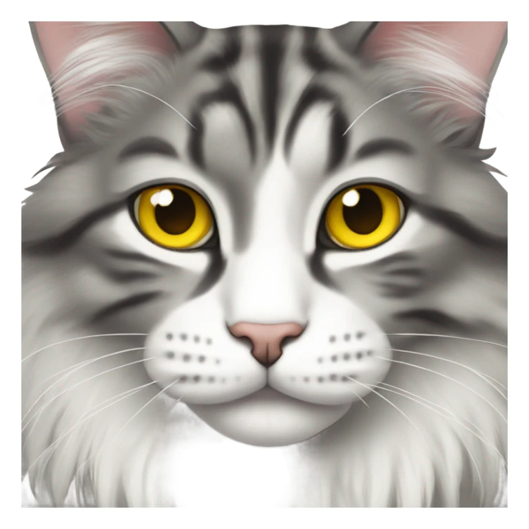 Main coon cat white gray with yellow eyes sticker