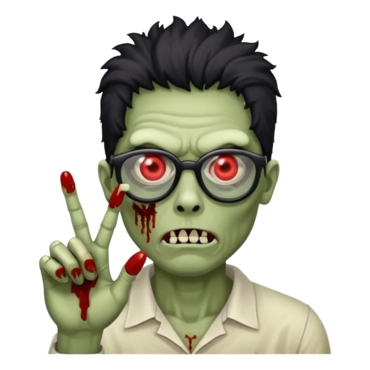 Zombie with finger coils and black glasses  sticker