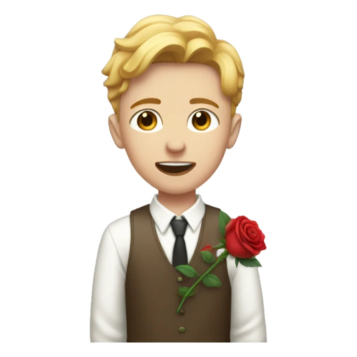 A white boy with a rose in his mouth sticker