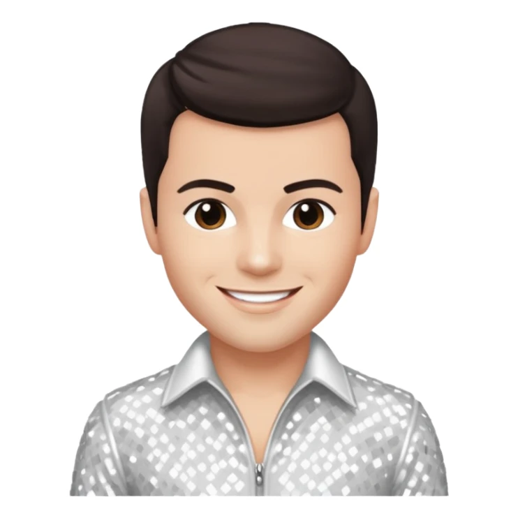 Jordan Knight from NKOTB with dark brown hair, white sequin outfit sticker