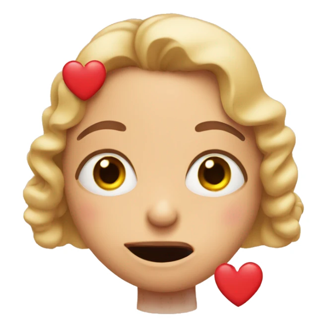 Blushing face with hand over mouth with big eyes and hearts  sticker