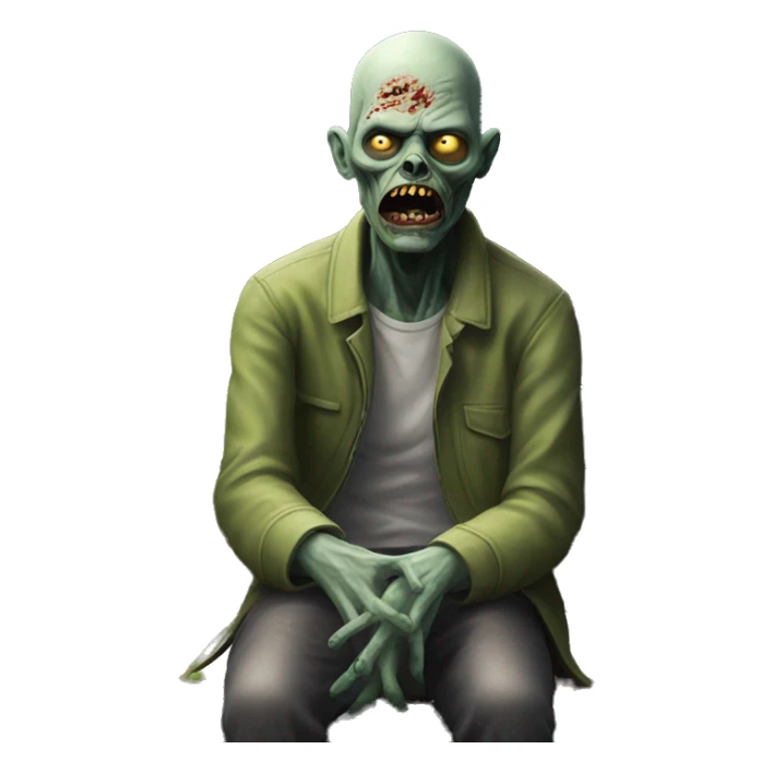 Hyperrealistic Zombie sitting on a park bench  sticker