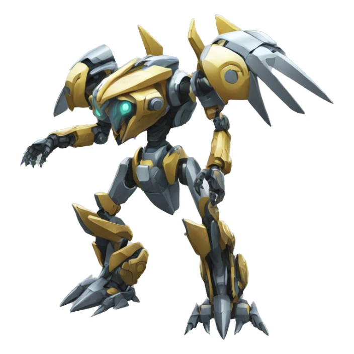 a futuristic mechanical spiky Medabot-raptor-dragon-mecha full body sticker