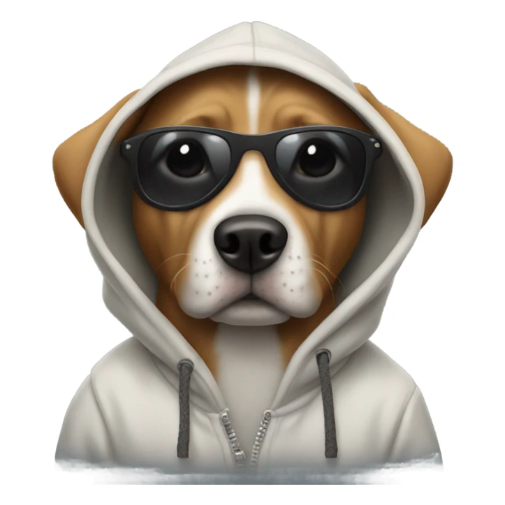 Dog wearing a hoodie and sunglasses sticker