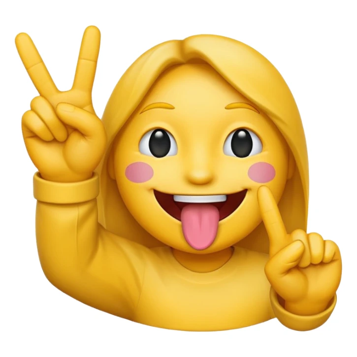Emoji with tongue between peace sign fingers sticker