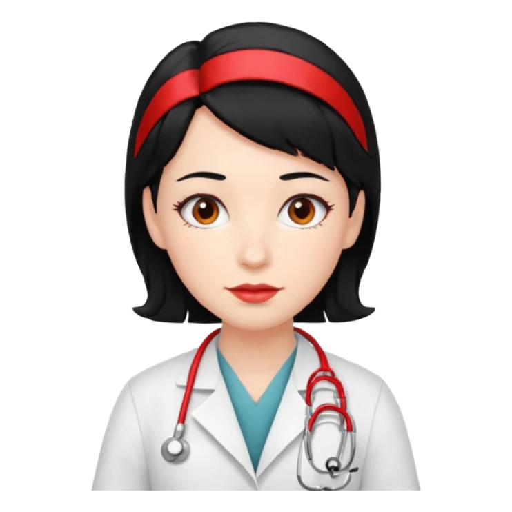 doctor with black hair and red hairclips  sticker