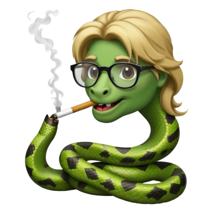 can you create a sneaky bitch SNAKE with big glasses smoking a cigarrette? the SNAKE needs to have dirty blonde hair sticker