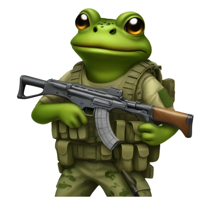 A military frog with an ak47 sticker