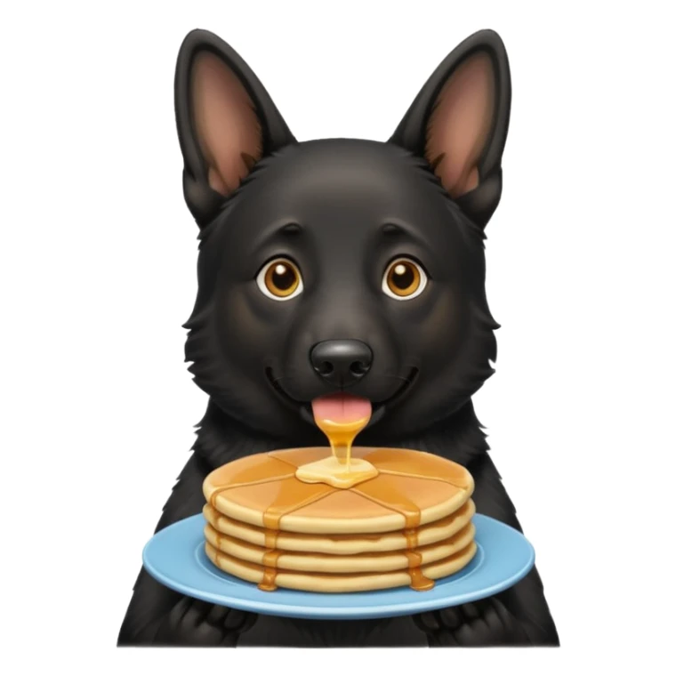  black German shepherd with natural ears and pancakes sticker
