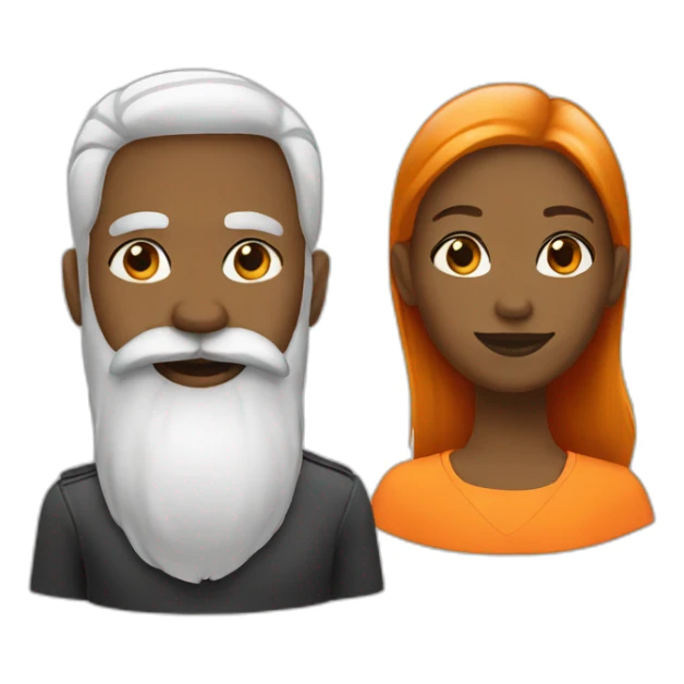 black female white beard orange mustache sticker