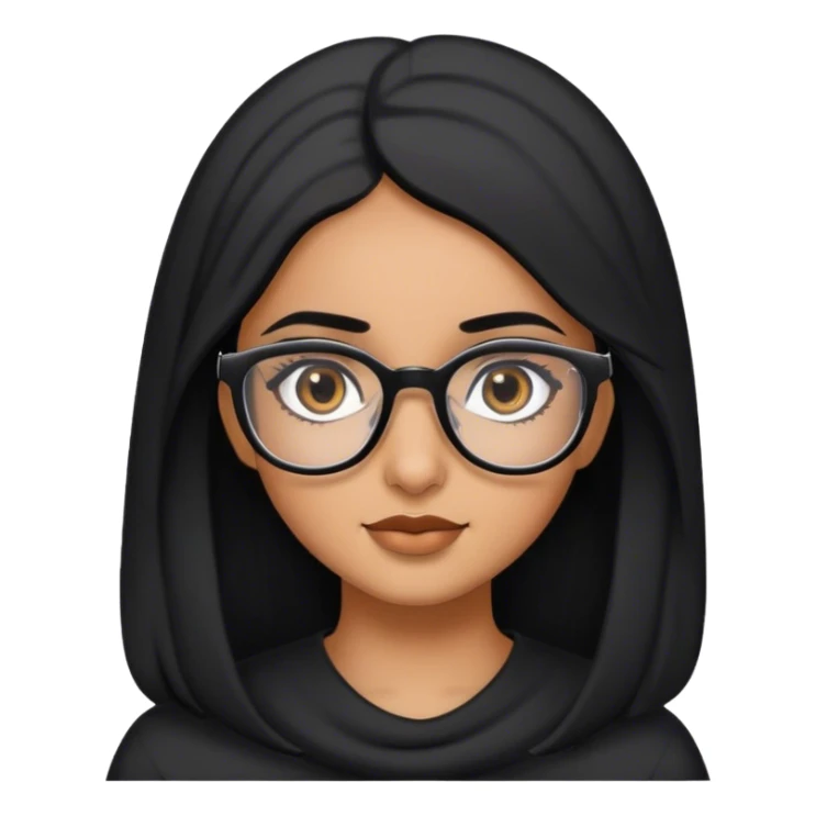 arabic brown girl with black hair  and glasses black colored eyes sticker