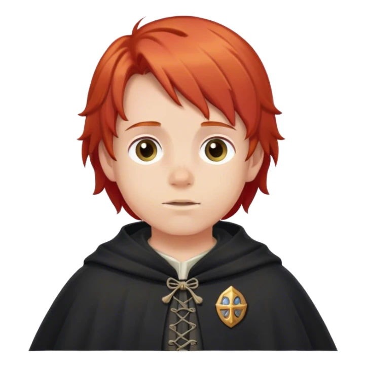 boy red hair in pilgrim medieval cloak without hat sticker