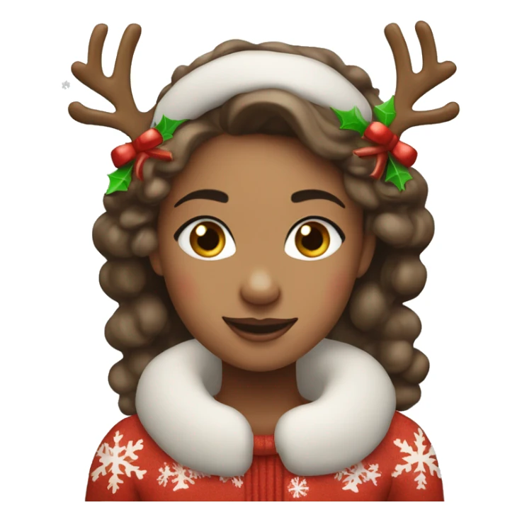 Girl wearing Christmas ￼￼reindeer antlers  sticker