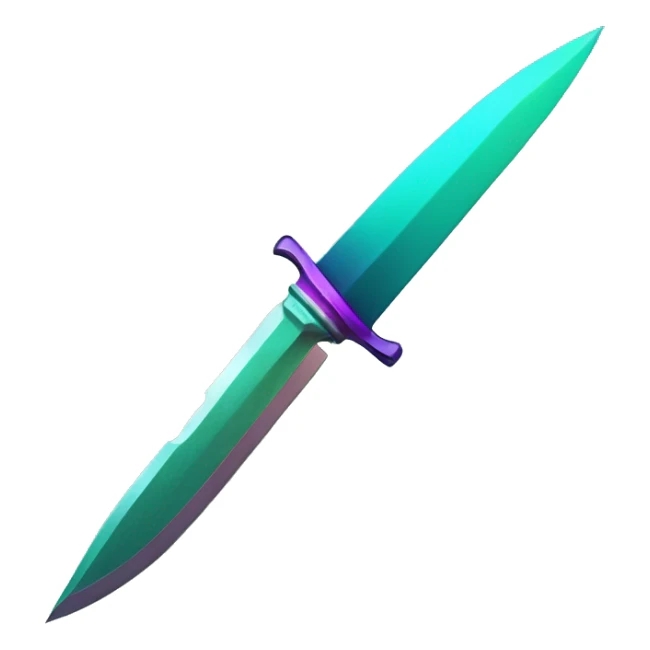 45° angle Aurora borealis purple teal lime green dagger knife sword sticker