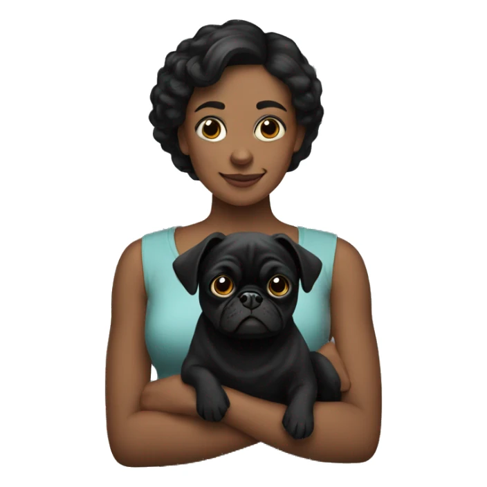 woman holding Black pug sticker