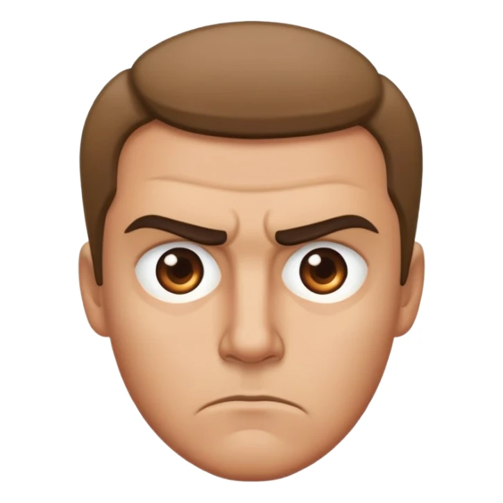stern serious face with furrowed brow sticker