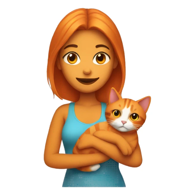 pretty woman holding orange cat sticker