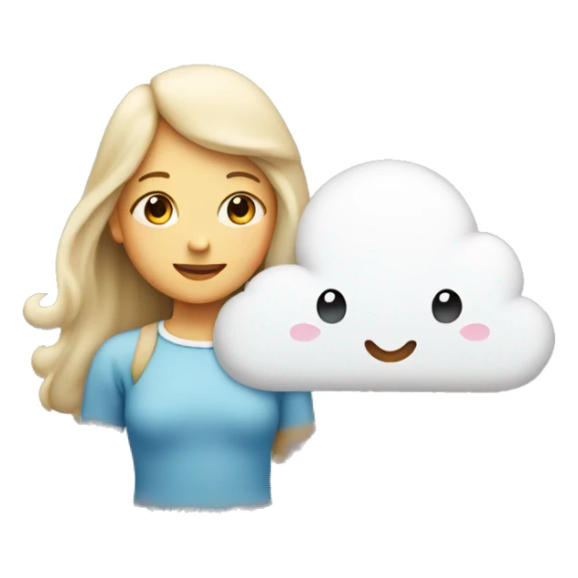 Girl with little cloud over her head with heart in side sticker