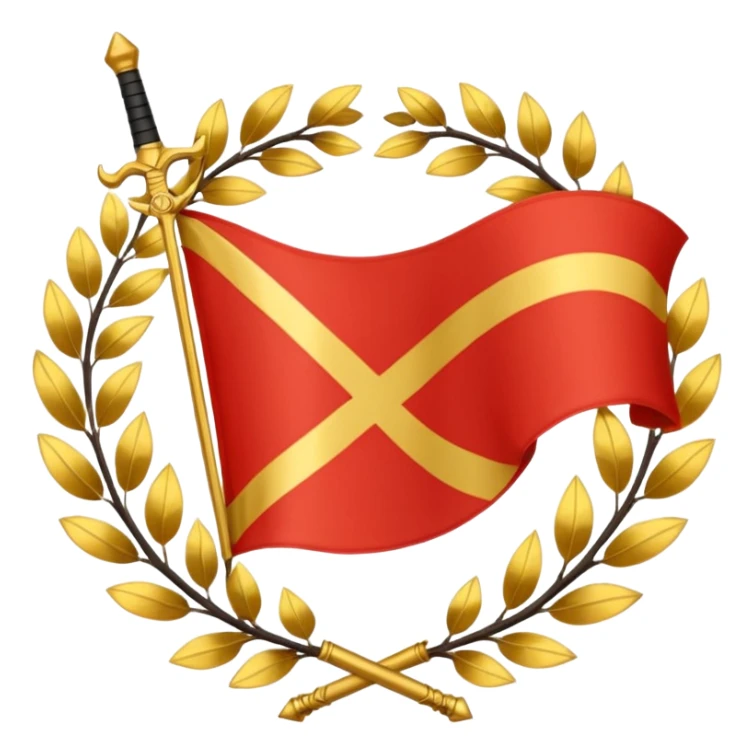 flag emoji two red diagonal stripes black stripe in middle golden sword in center with golden wreath sticker