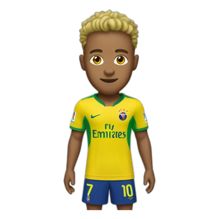 neymar wearing a yellow shirt with green collar sticker