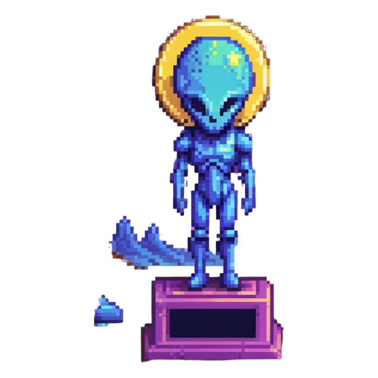 Alien civilization trophy with cosmic color spectrum, celestial blues and violet hues of distant galaxies sticker