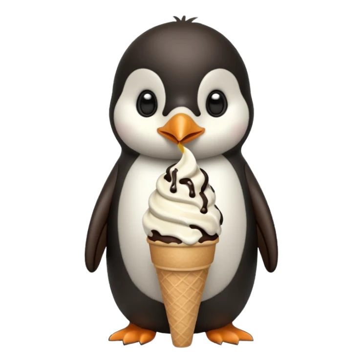 Baby penguin eating ice cream cone  sticker