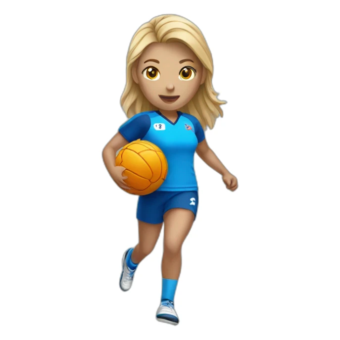 women handball player with blue shirt sticker