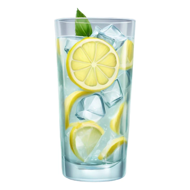 Gin and tonic with ice and lemon in tall glass sticker