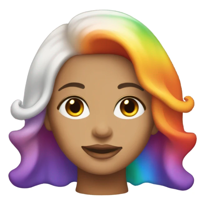 Beautiful white woman with fire rainbow ombré hair sticker