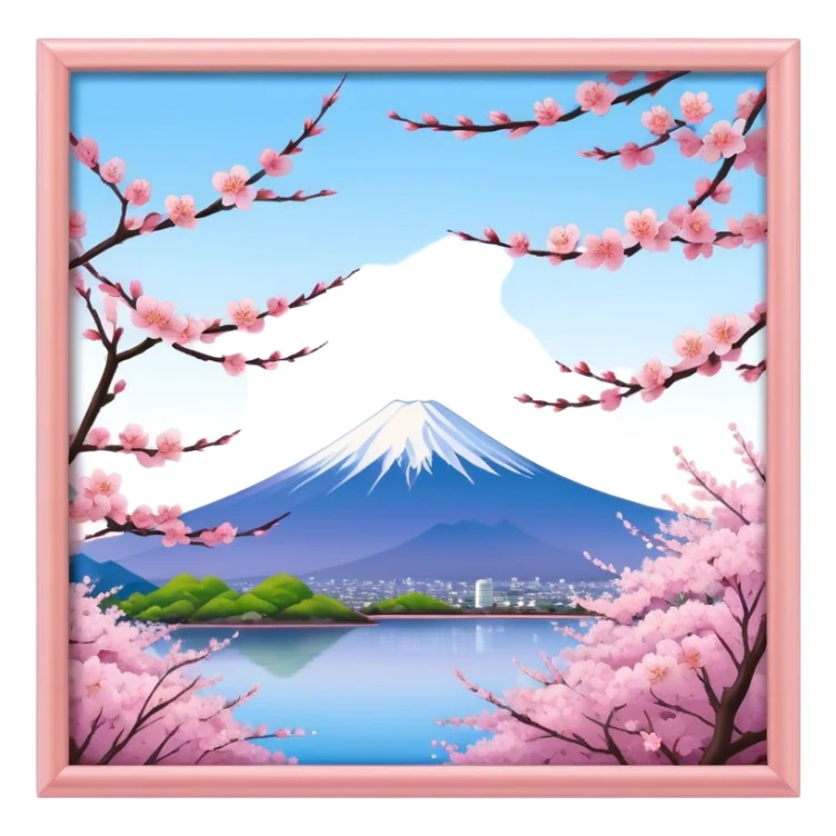 Cherry blossom scenery, Mount Fuji sticker