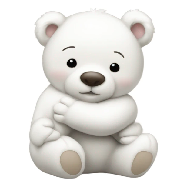 Happy white momma teddy bear hugging a happy baby bear sticker