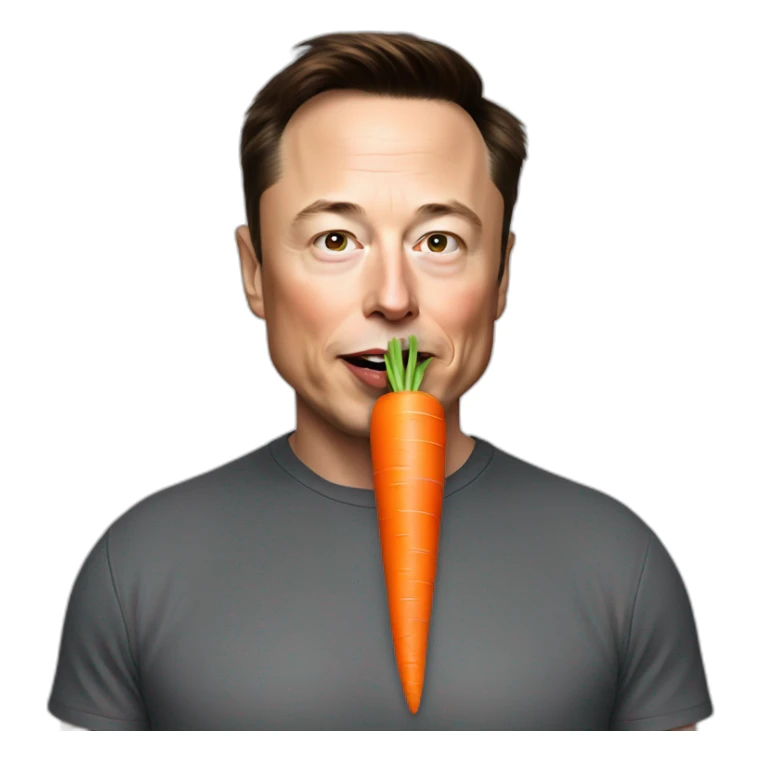 elon musk eating a carrot sticker